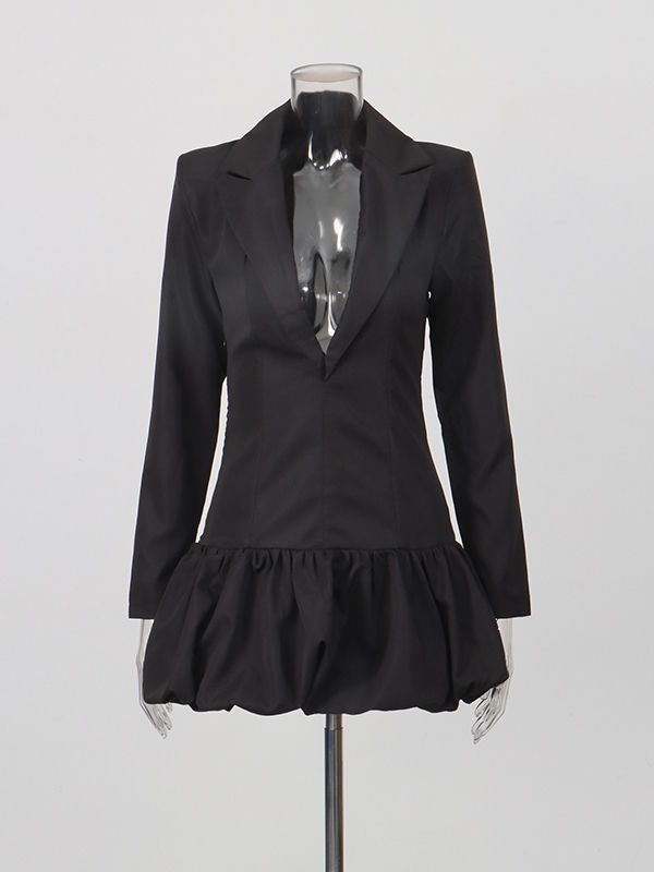 TWOTWINSTYLE Long Sleeve Lapel Tunic Vintage Dress