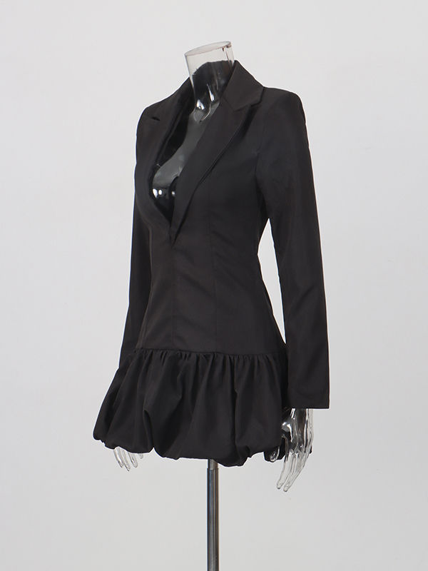 TWOTWINSTYLE Long Sleeve Lapel Tunic Vintage Dress
