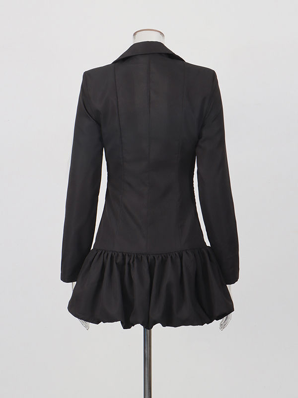 TWOTWINSTYLE Long Sleeve Lapel Tunic Vintage Dress