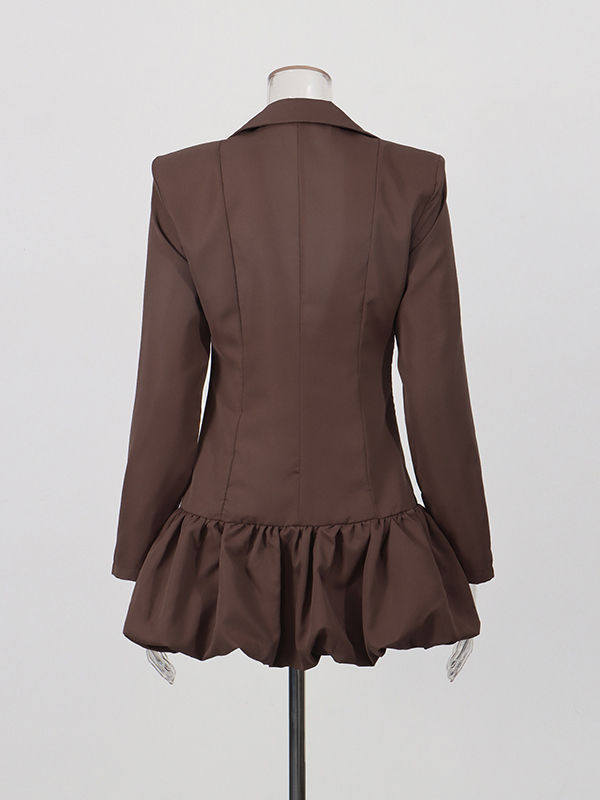 TWOTWINSTYLE Long Sleeve Lapel Tunic Vintage Dress