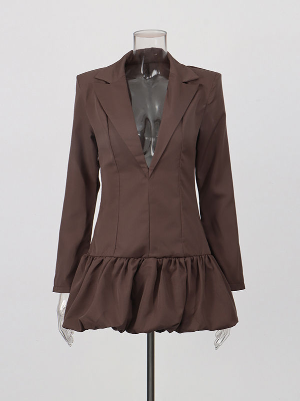 TWOTWINSTYLE Long Sleeve Lapel Tunic Vintage Dress