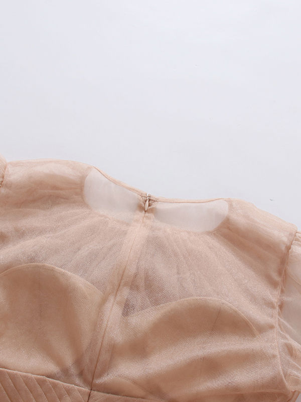 TWOTWINSTYLE Round Neck Long Sleeve Spliced 3D Flower Fashion Dress