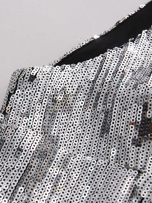 TWOTWINSTYLE Sleeveles Stand Collar Spliced Sequins Designer Dress