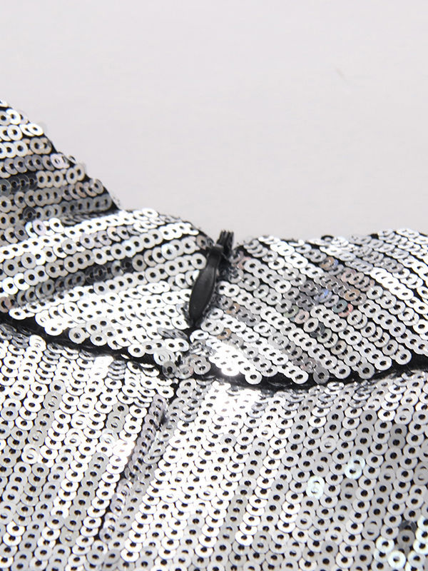TWOTWINSTYLE Sleeveles Stand Collar Spliced Sequins Designer Dress