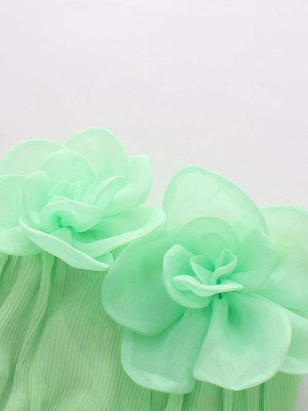 TWOTWINSTYLE Solid Sleeveles Spliced 3D Flower Elegant Dress