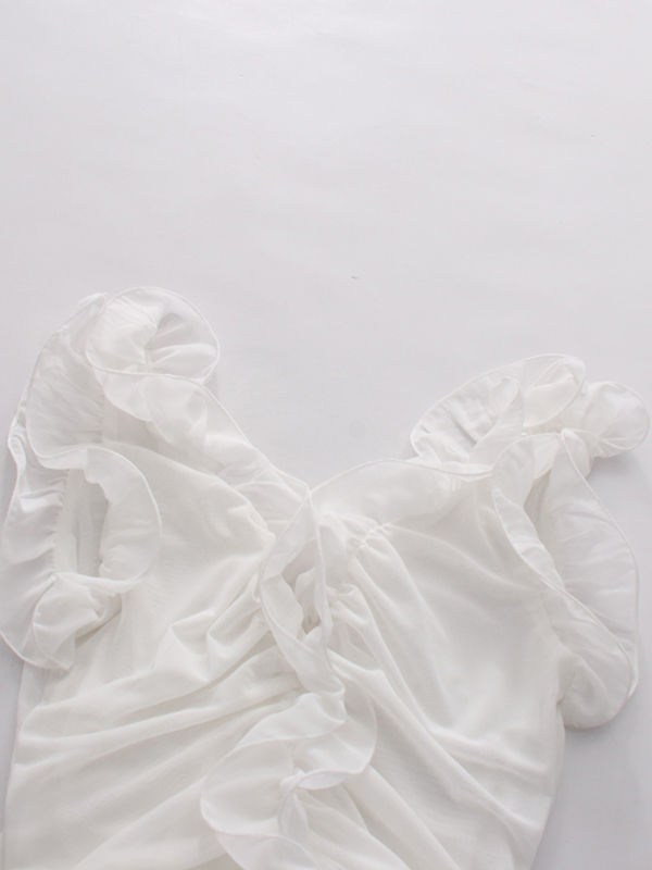 TWOTWINSTYLE V Neck Sleeveles Spliced Ruffles Elegant Dress