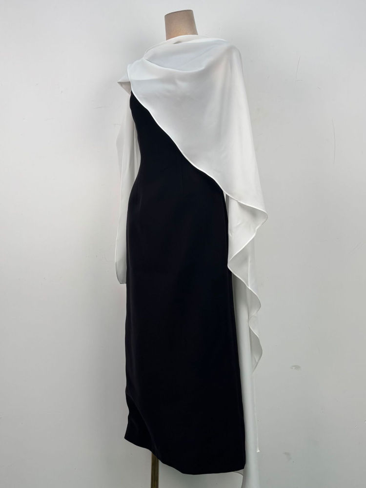 TWOTWINSTYLE Hit Color Sleeveles Asymmetrical Tunic Elegant Dress