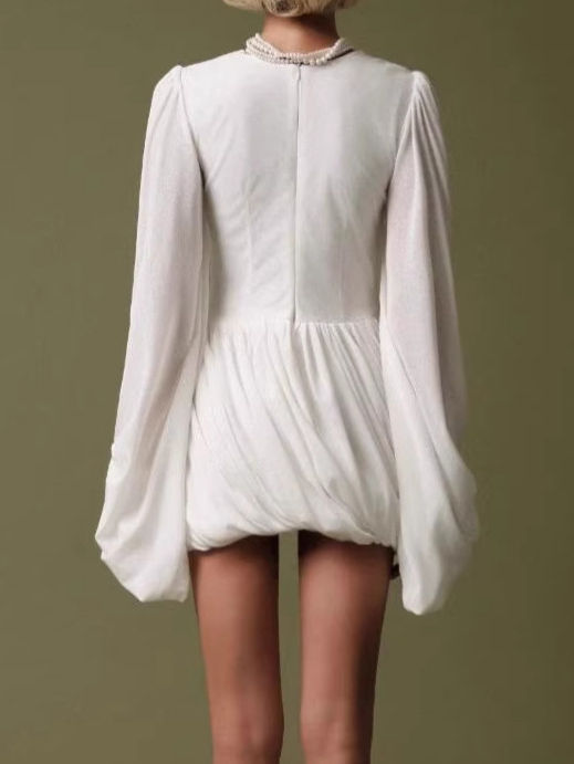 TWOTWINSTYLE Round Neck Long Sleeve Tunic Minimalist Dress