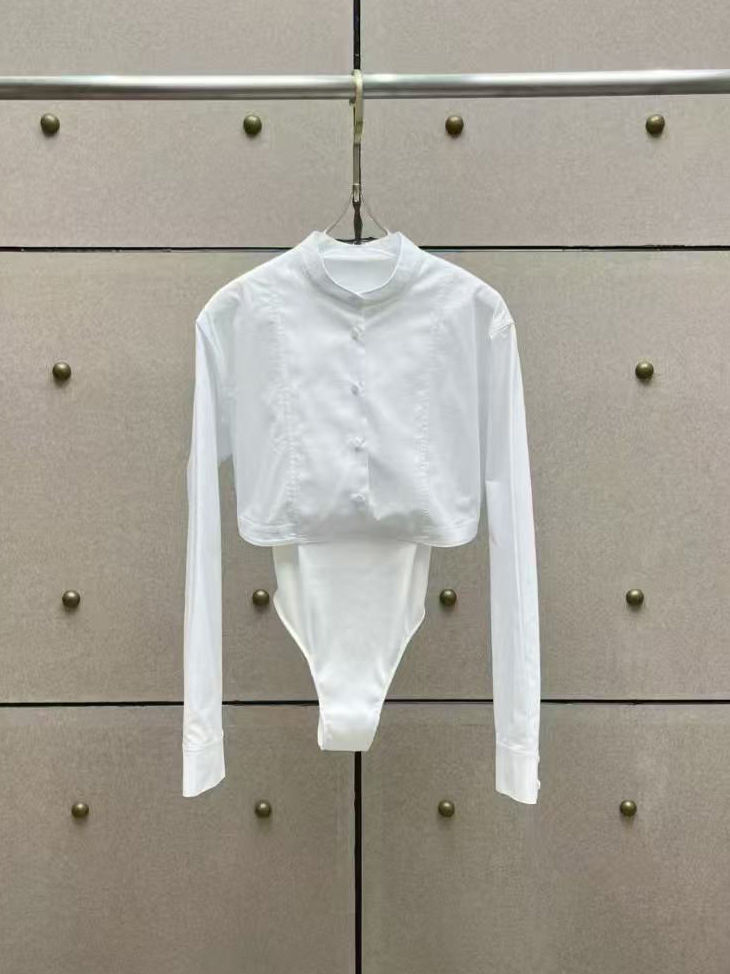 TWOTWINSTYLE Solid Stand Collar Long Sleeve Casual Jumpsuit