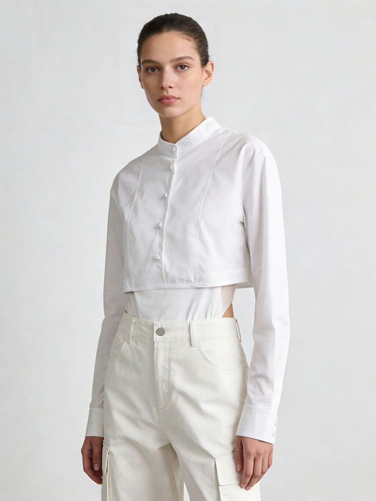 TWOTWINSTYLE Solid Stand Collar Long Sleeve Casual Jumpsuit