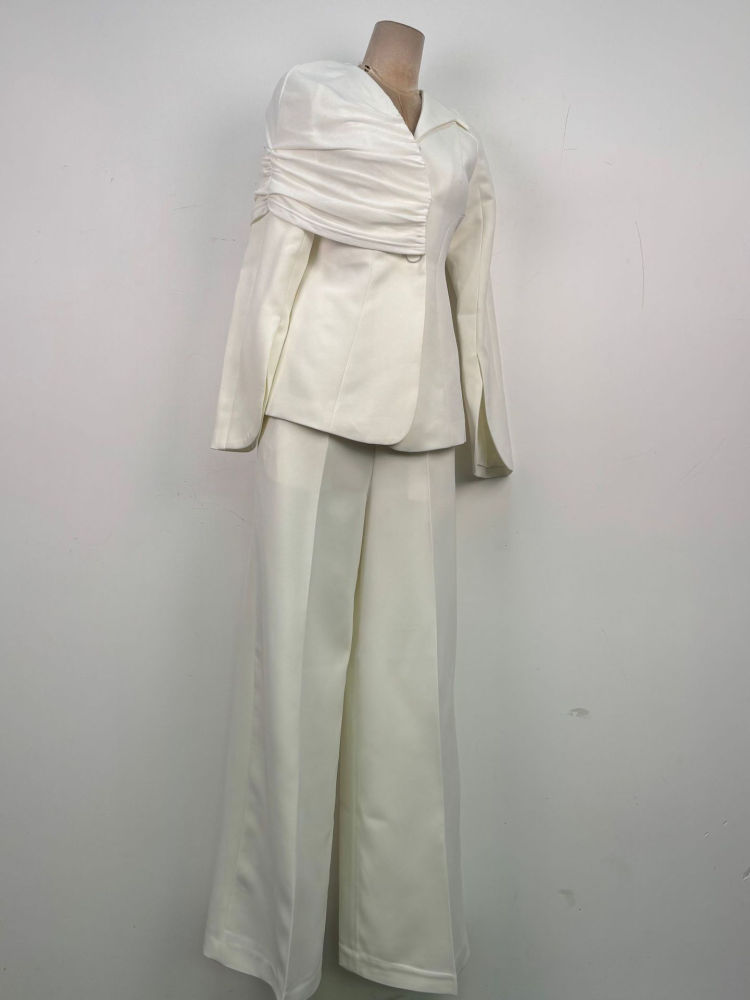 TWOTWINSTYLE V Neck Tunic Irregular Sleeve Cost Loose Pants Temperament Set