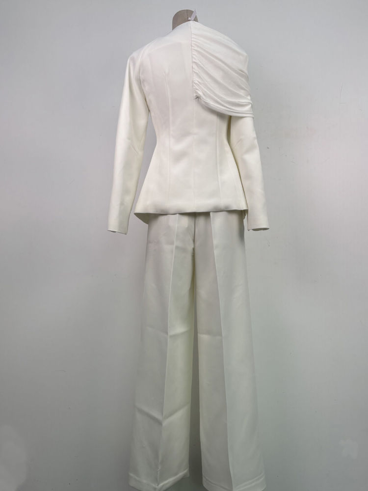 TWOTWINSTYLE V Neck Tunic Irregular Sleeve Cost Loose Pants Temperament Set