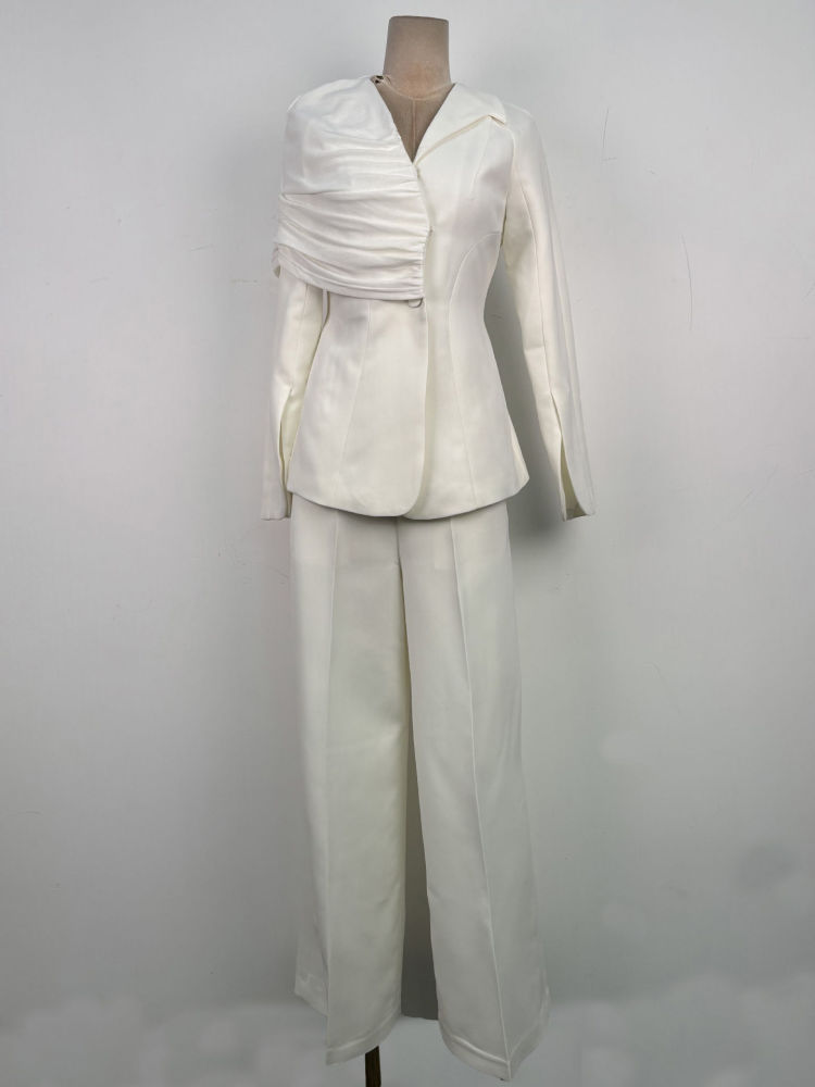 TWOTWINSTYLE V Neck Tunic Irregular Sleeve Cost Loose Pants Temperament Set