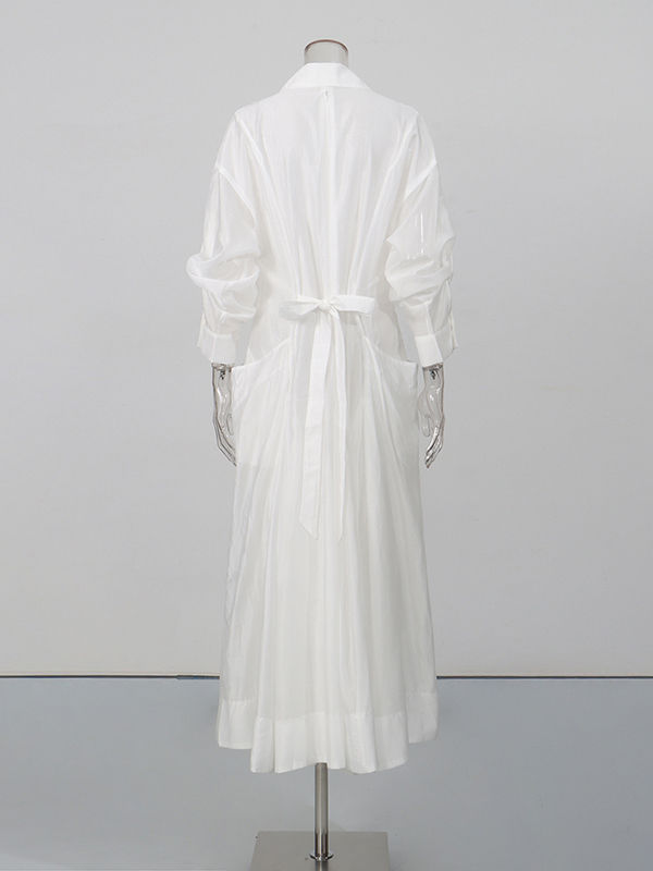 TWOTWINSTYLE Solid Lapel Tunic Designer Dress