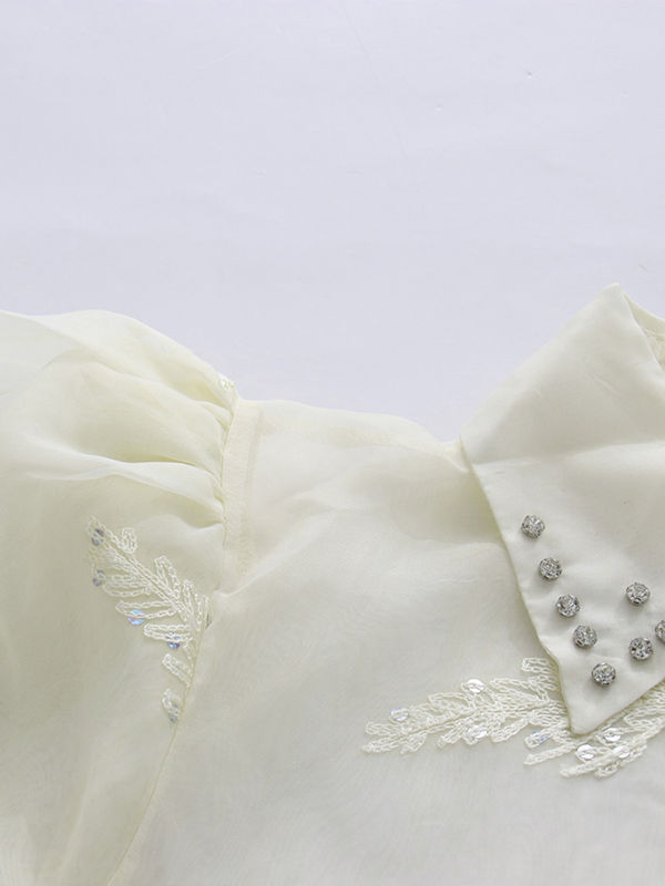 TWOTWINSTYLE Lapel Puff Sleeve High Waist Designer Dress