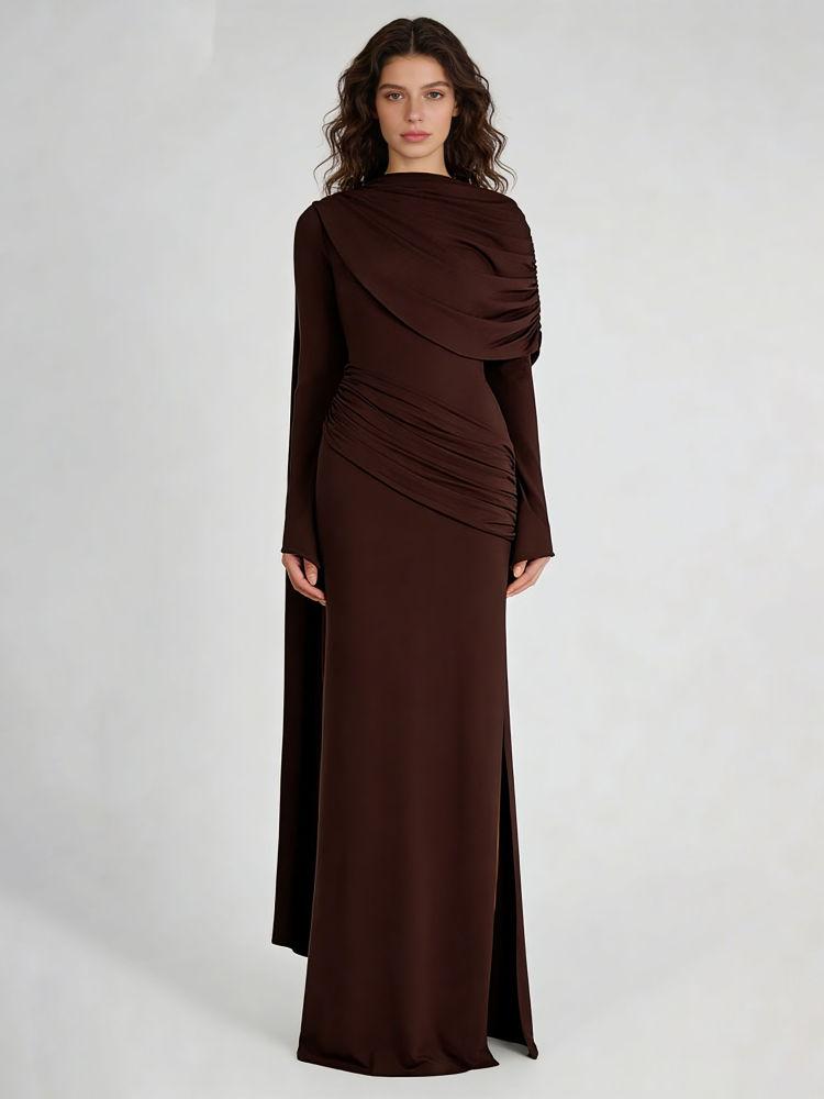 TWOTWINSTYLE Round Neck Long Sleeve Patchwork Lace Up Vintage Dress