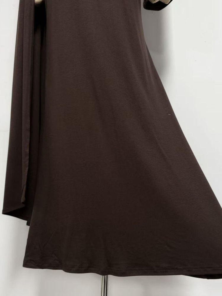 TWOTWINSTYLE Round Neck Long Sleeve Patchwork Lace Up Vintage Dress