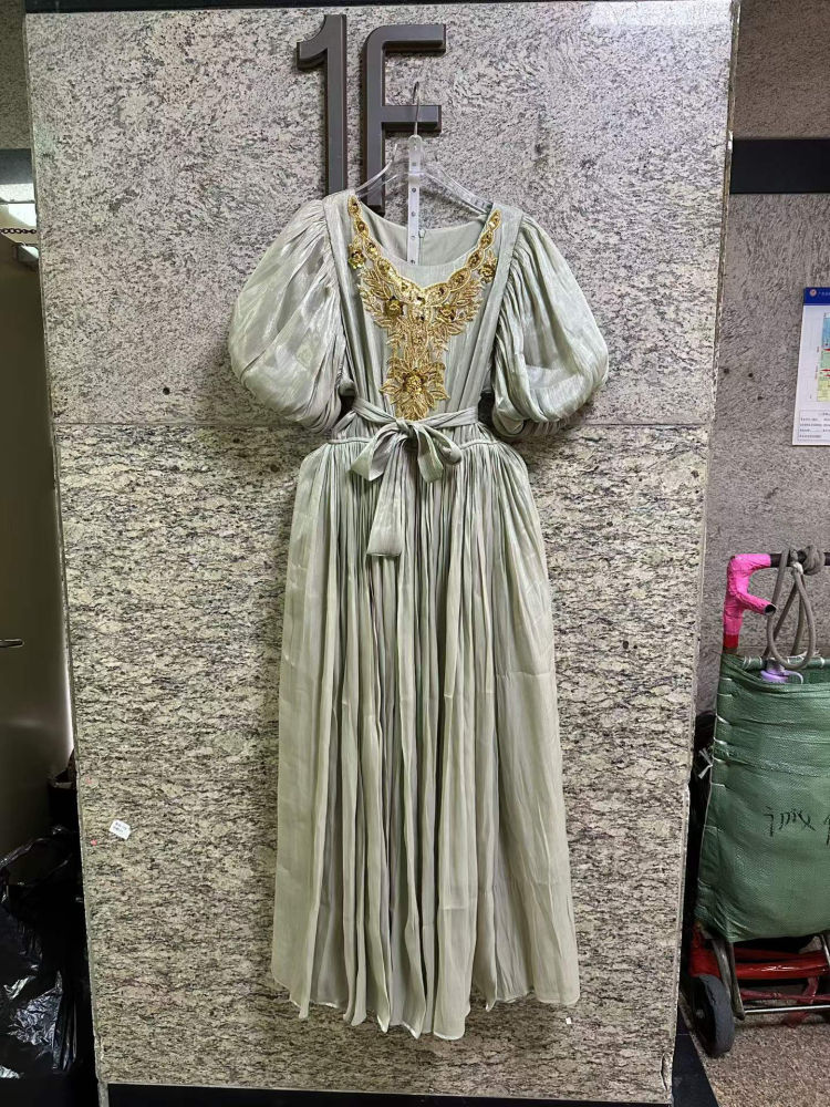 TWOTWINSTYLE Spliced Sequins Puff Sleeve Tunic Vintage Dress