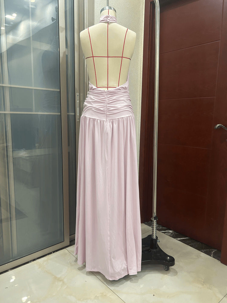 TWOTWINSTYLE Stand Collar Sleeveles High Waist Side Split Fashion Dress