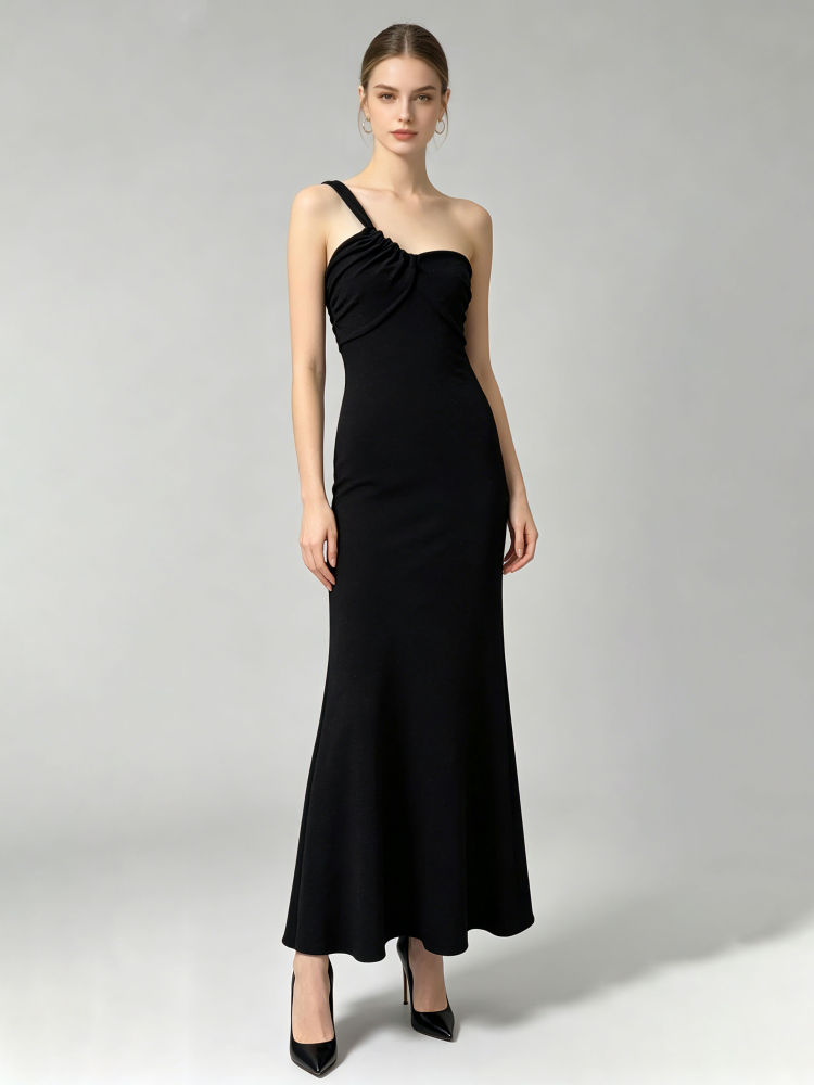 TWOTWINSTYLE High Waist Pleated Minimalist Strapless Dress