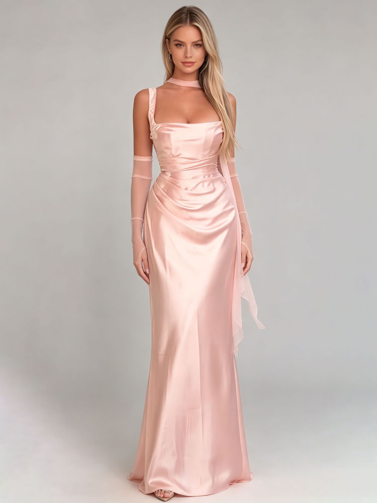 TWOTWINSTYLE Sleeveles High Waist Ruched Designer Dress