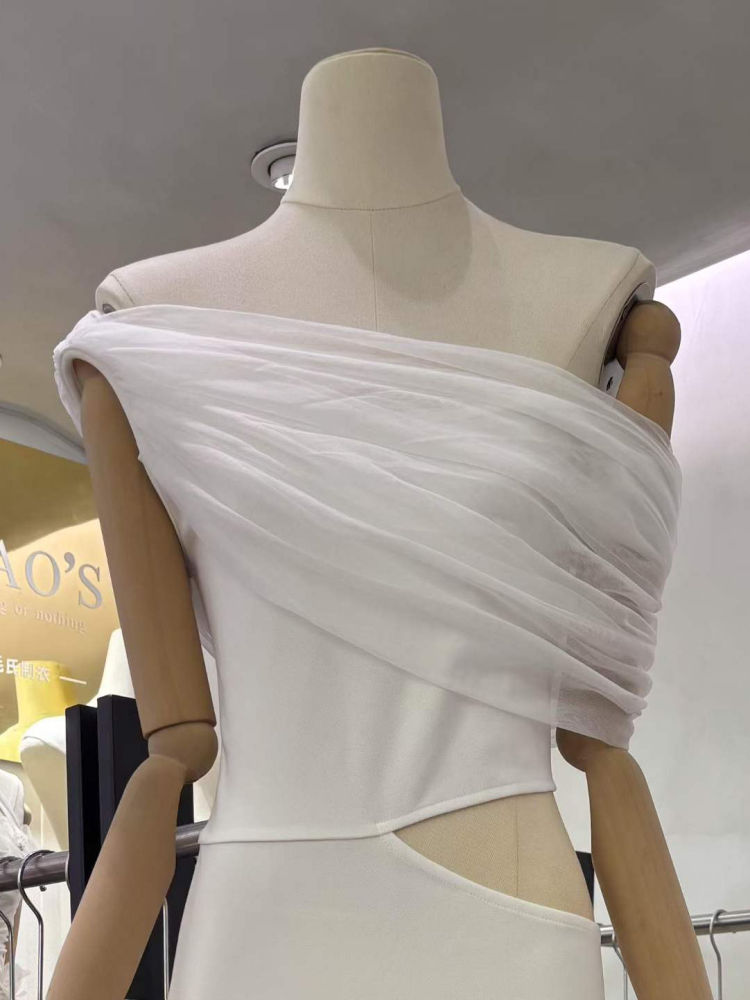 TWOTWINSTYLE Solid Sleeveles Off Shoulder Bare Midriff Sexy Dress