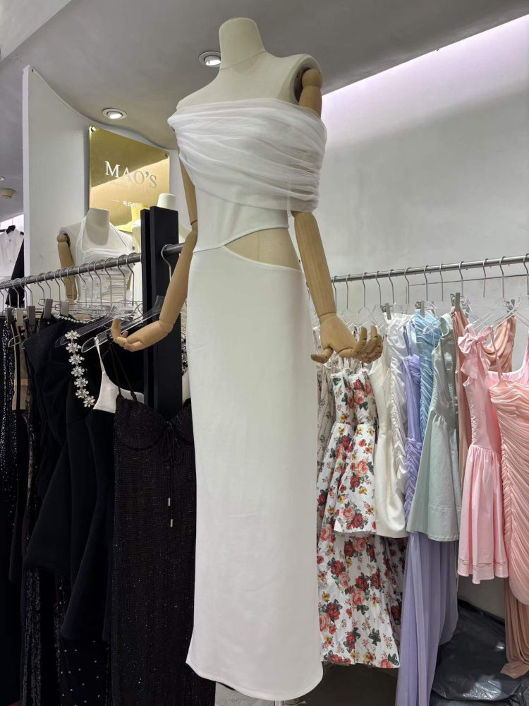 TWOTWINSTYLE Solid Sleeveles Off Shoulder Bare Midriff Sexy Dress