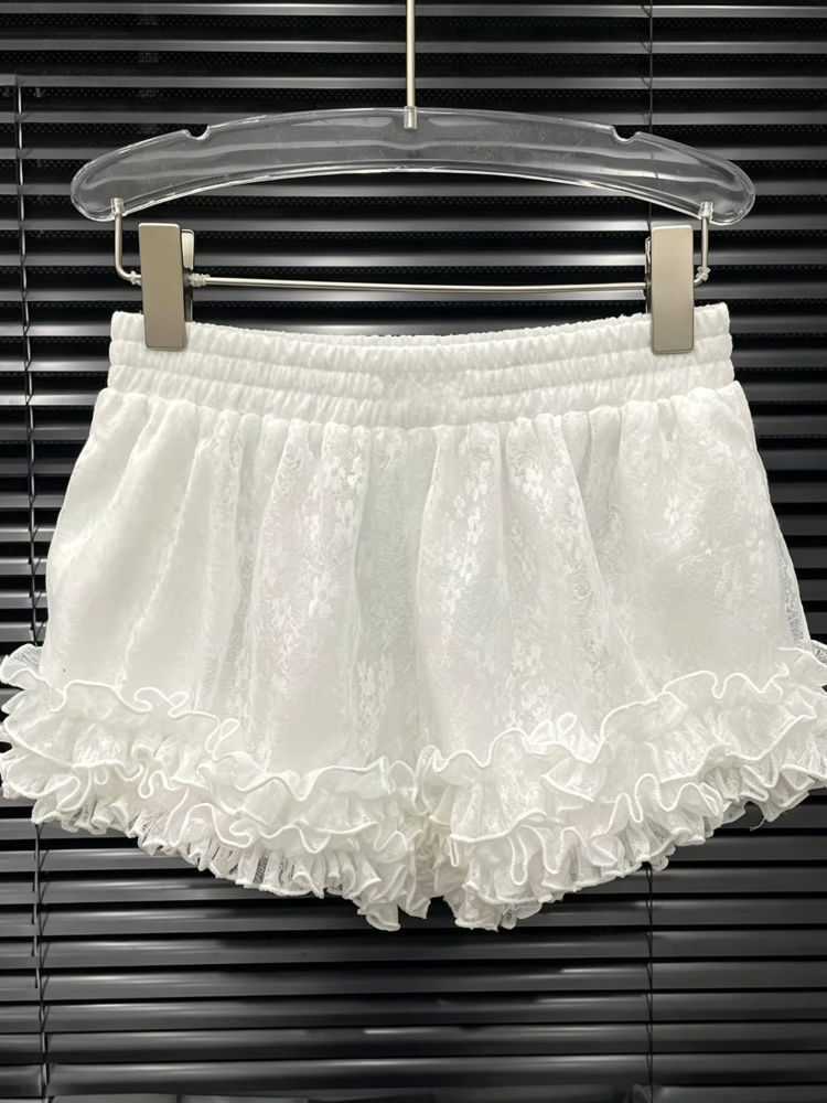 TWOTWINSTYLE Spliced Ruffles Irregular Hem Top High Waist Elegant Set