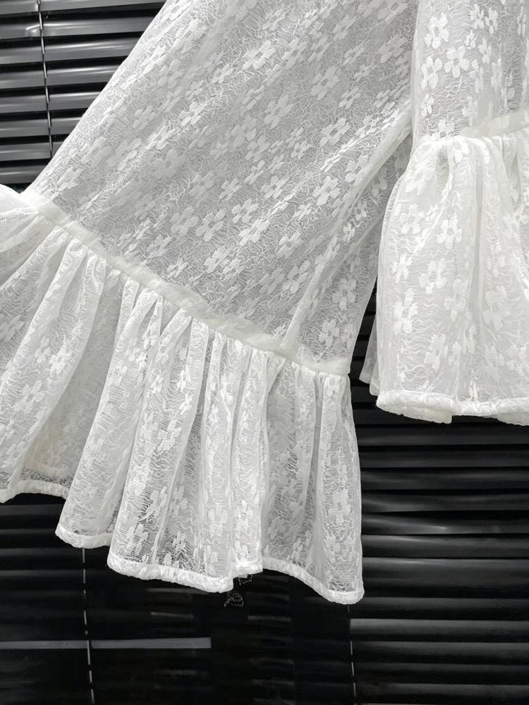 TWOTWINSTYLE Spliced Ruffles Irregular Hem Top High Waist Elegant Set