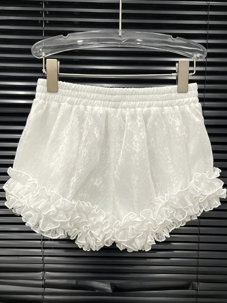 TWOTWINSTYLE Spliced Ruffles Irregular Hem Top High Waist Elegant Set