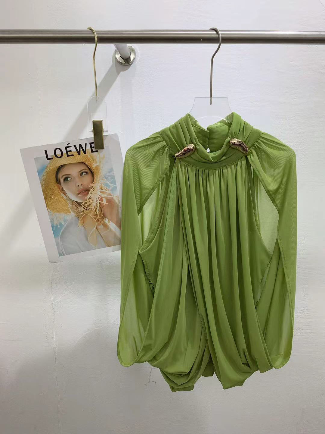 TWOTWINSTYLE Stand Collar Cross Hanging Folds Chic Shirt