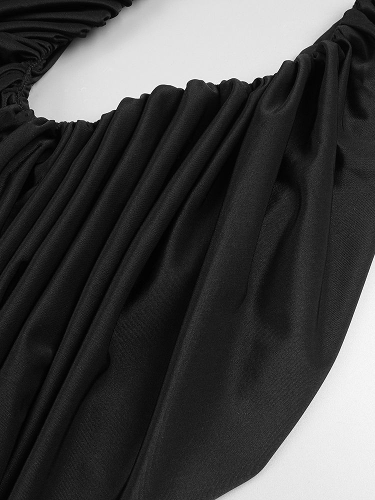 TWOTWINSTYLE Solid Sleeveles Pleated High Waist Designer Dress