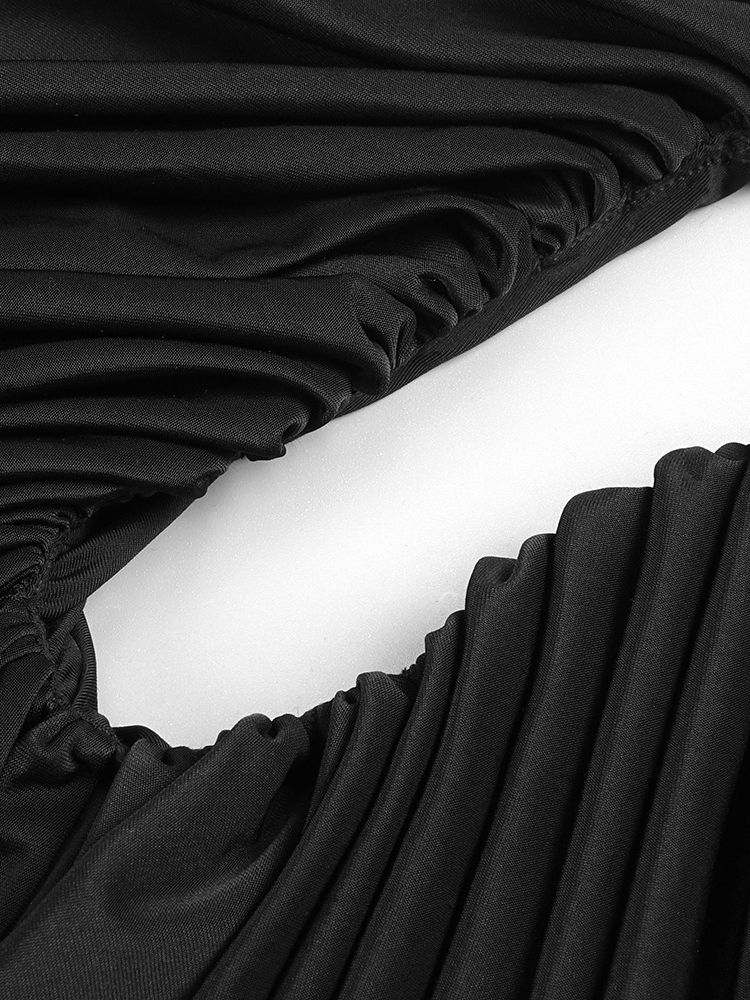 TWOTWINSTYLE Solid Sleeveles Pleated High Waist Designer Dress