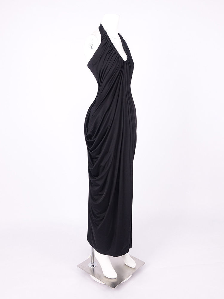 TWOTWINSTYLE Solid Sleeveles Pleated High Waist Designer Dress