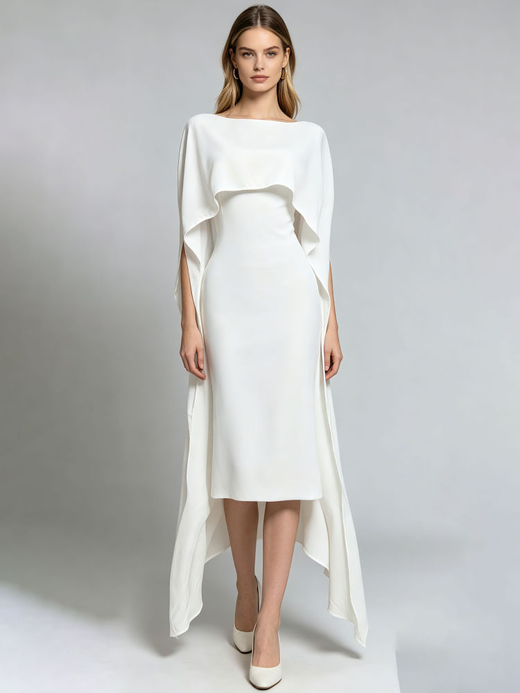 TWOTWINSTYLE Solid Spliced Shawl Sleeveles Designer Dress