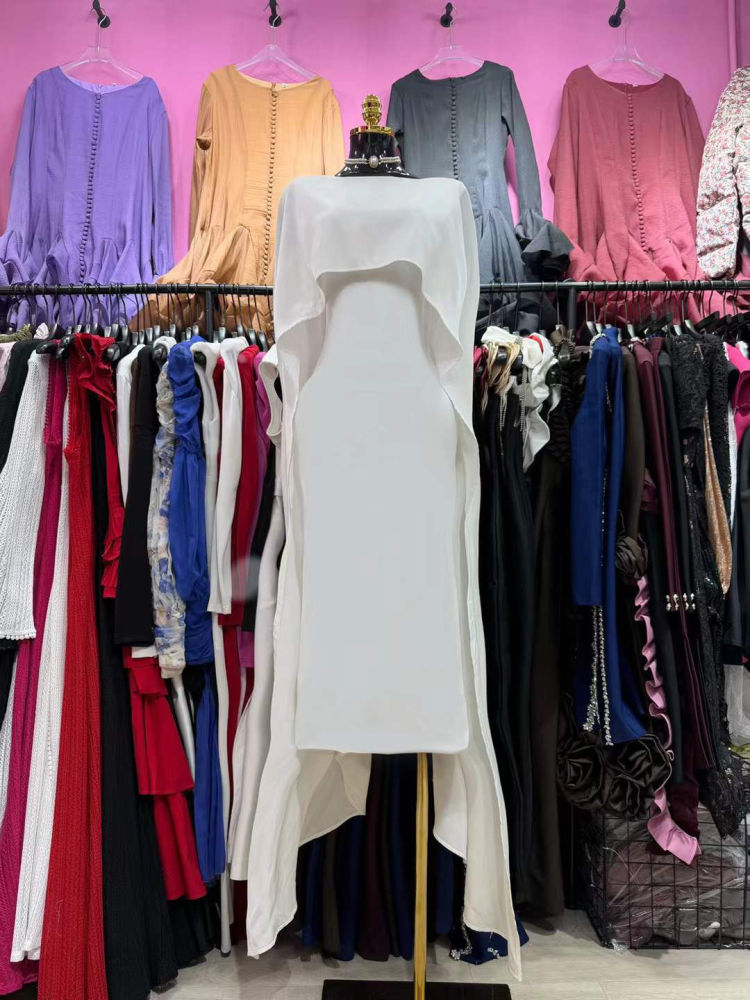 TWOTWINSTYLE Solid Spliced Shawl Sleeveles Designer Dress