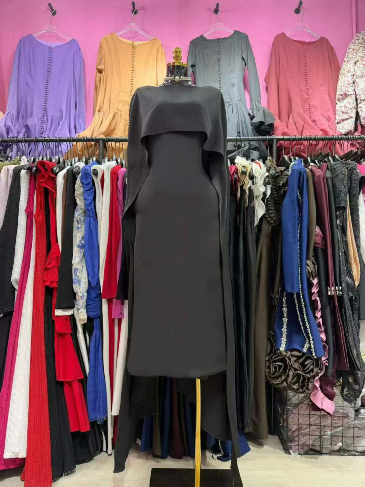 TWOTWINSTYLE Solid Spliced Shawl Sleeveles Designer Dress
