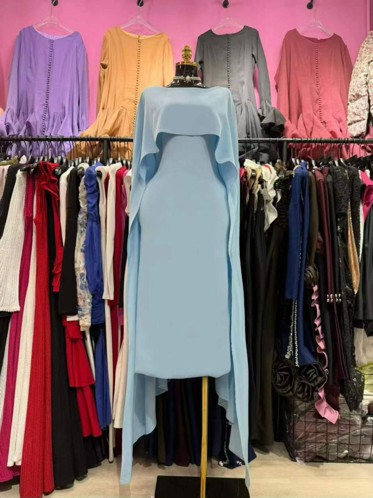 TWOTWINSTYLE Solid Spliced Shawl Sleeveles Designer Dress