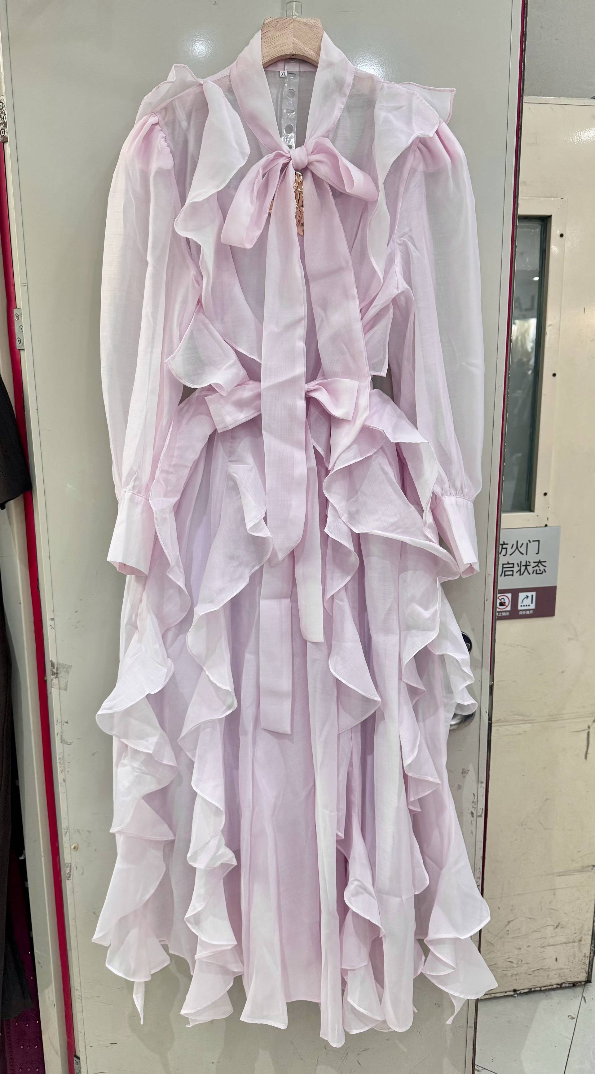TWOTWINSTYLE Solid Spliced Metal Patchwork Ruffles Vintage Dress