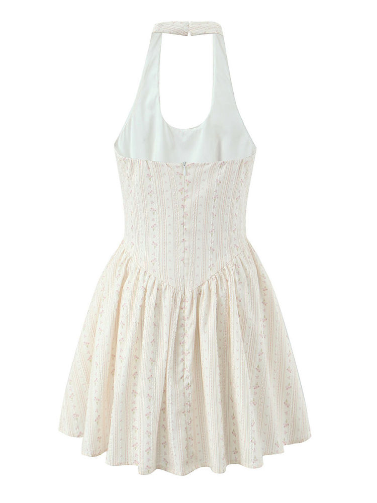 TWOTWINSTYLE Backless High Waist Patchwork Floral Elegant Dress