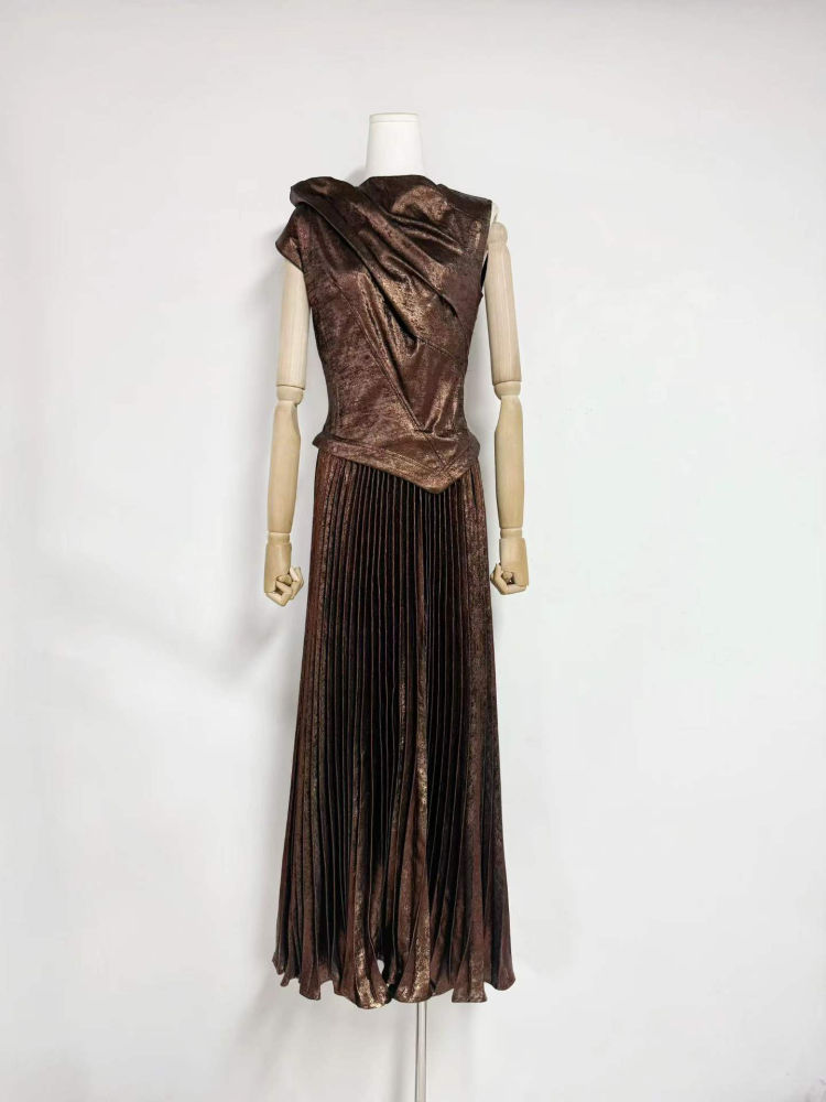 TWOTWINSTYLE Sleeveles Asymmetrical Tunic Ruched Vintage Dress