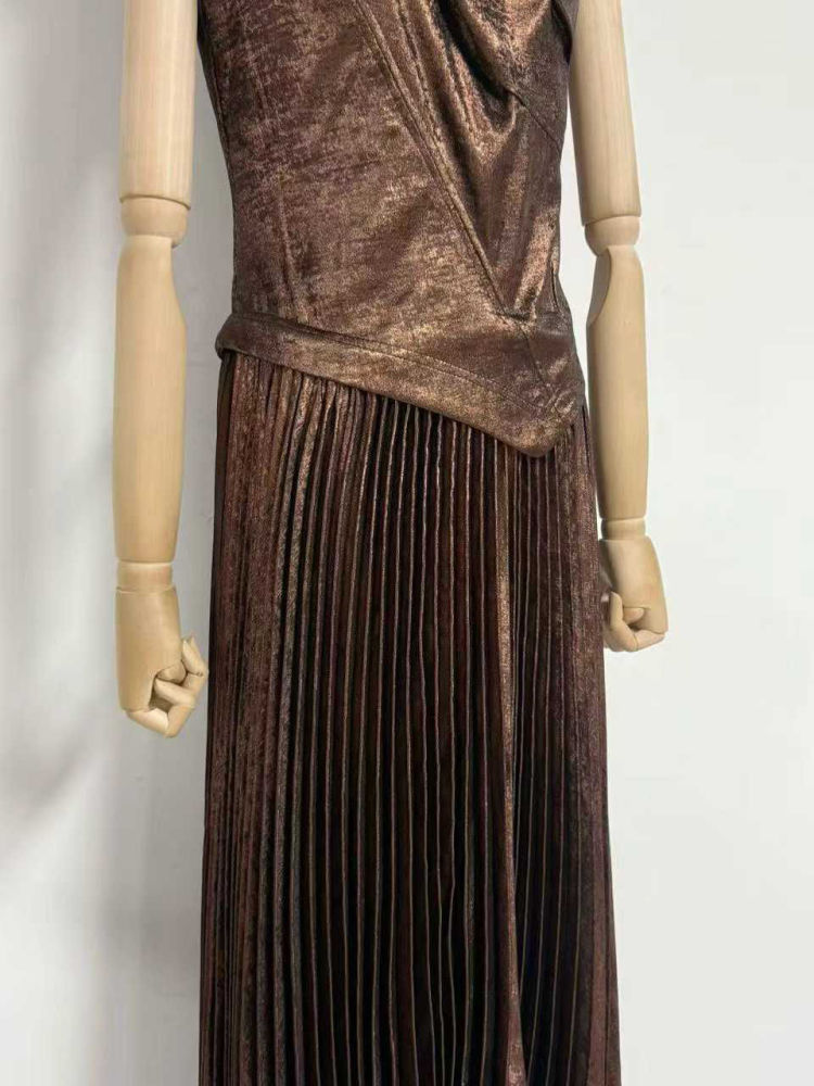 TWOTWINSTYLE Sleeveles Asymmetrical Tunic Ruched Vintage Dress