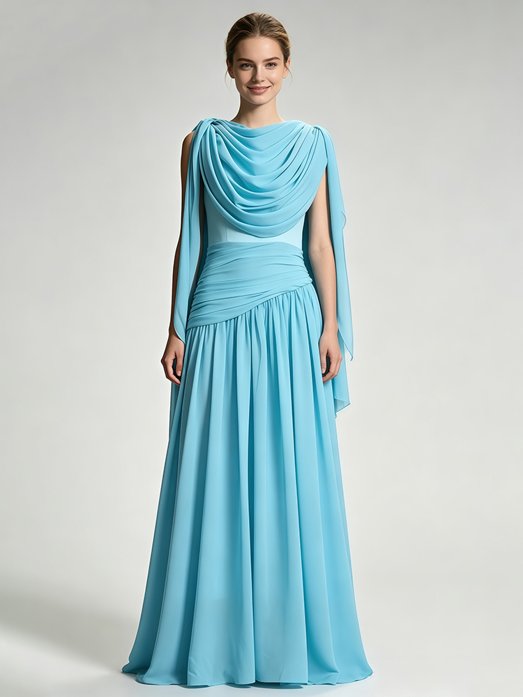 TWOTWINSTYLE Solid Sleeveles Tunic Ruched Spliced Shawl Elegant Dress