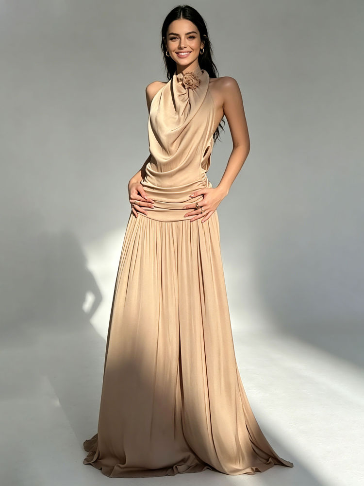 TWOTWINSTYLE Stand Collar Off Shoulder Tunic Pleated Elegant Dress
