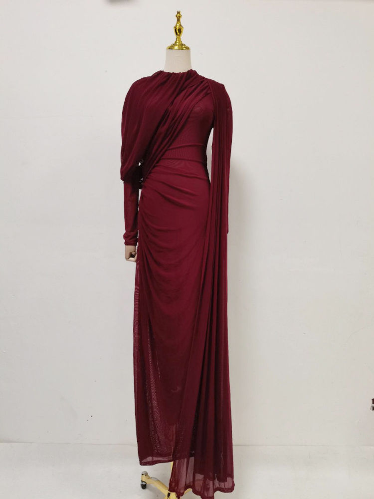 TWOTWINSTYLE Stand Collar Patchwork Lace Up Slimming Dress