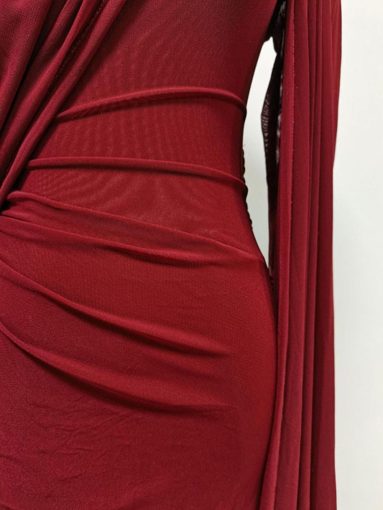 TWOTWINSTYLE Stand Collar Patchwork Lace Up Slimming Dress