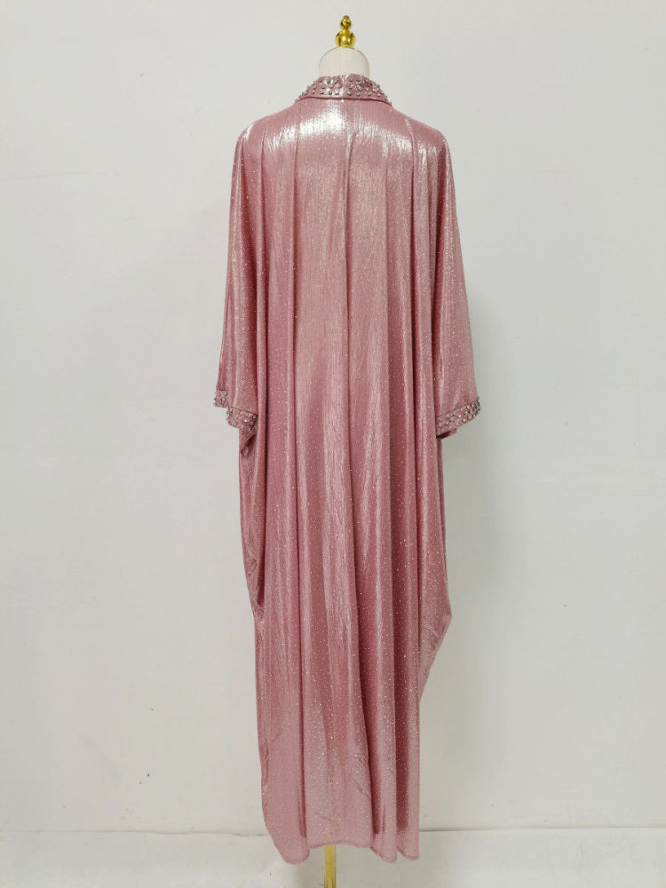 TWOTWINSTYLE V Neck Long Sleeve Spliced Diamond Designer Dress