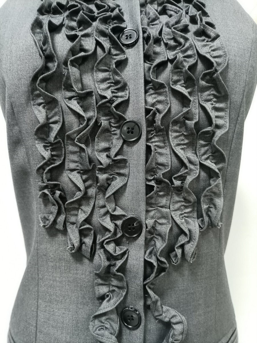 TWOTWINSTYLE Lapel Sleeveles Patchwork Ruffles Vintage Vest