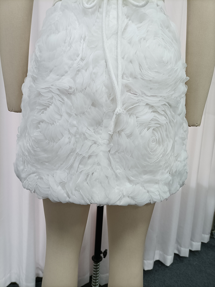 TWOTWINSTYLE 3D Flower Corset Top Petal Hem Mini Skirt Fashion Set