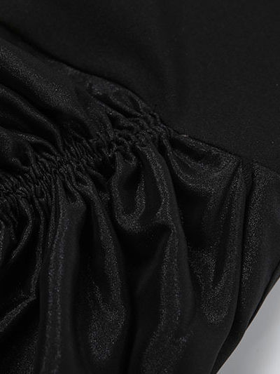 TWOTWINSTYLE Solid V Neck High Waist Spliced Drawstring Fashion Dress